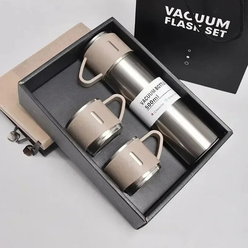 500ml Portable Insulated Thermos Flask and Cup Set 