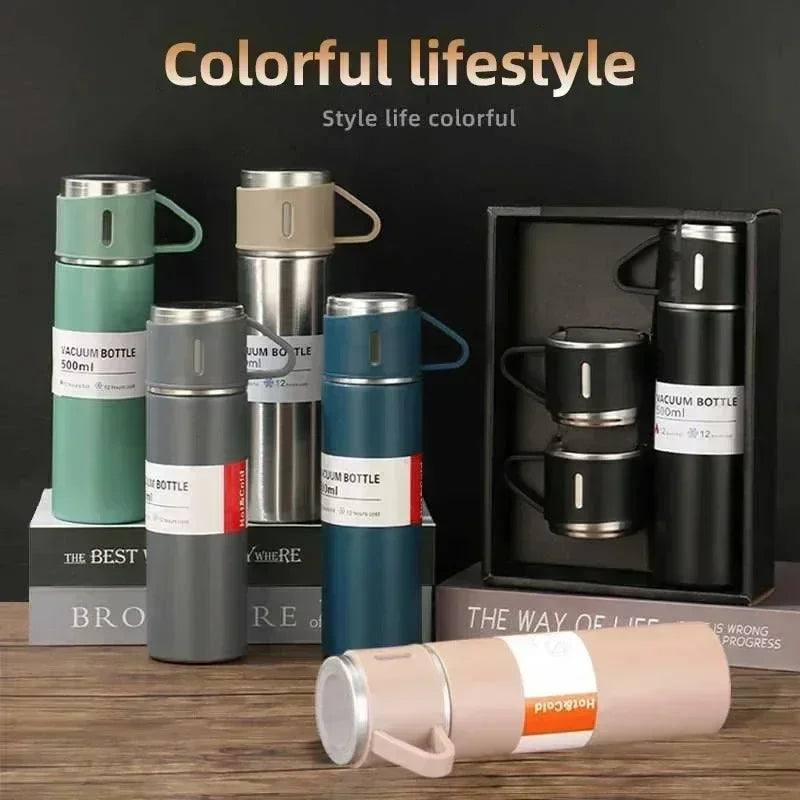 500ml Portable Insulated Thermos Flask and Cup Set 