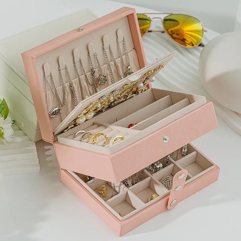 5 Layer Portable Jewelry and Valuables Storage Box Organizer 