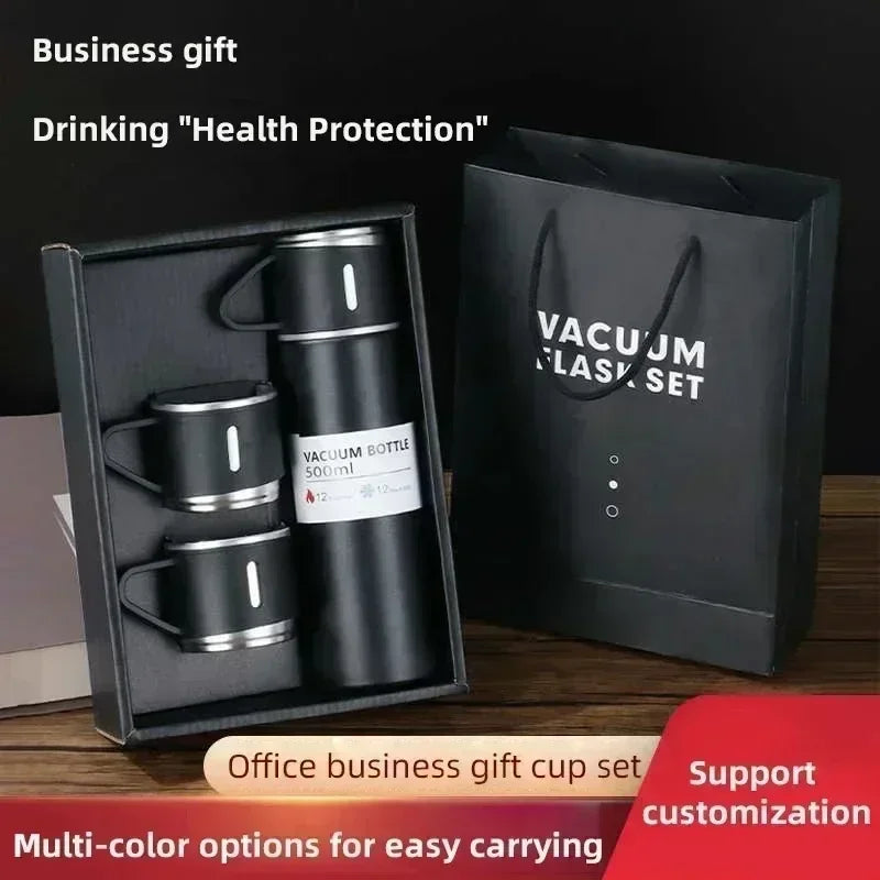 500ml Portable Insulated Thermos Flask and Cup Set 