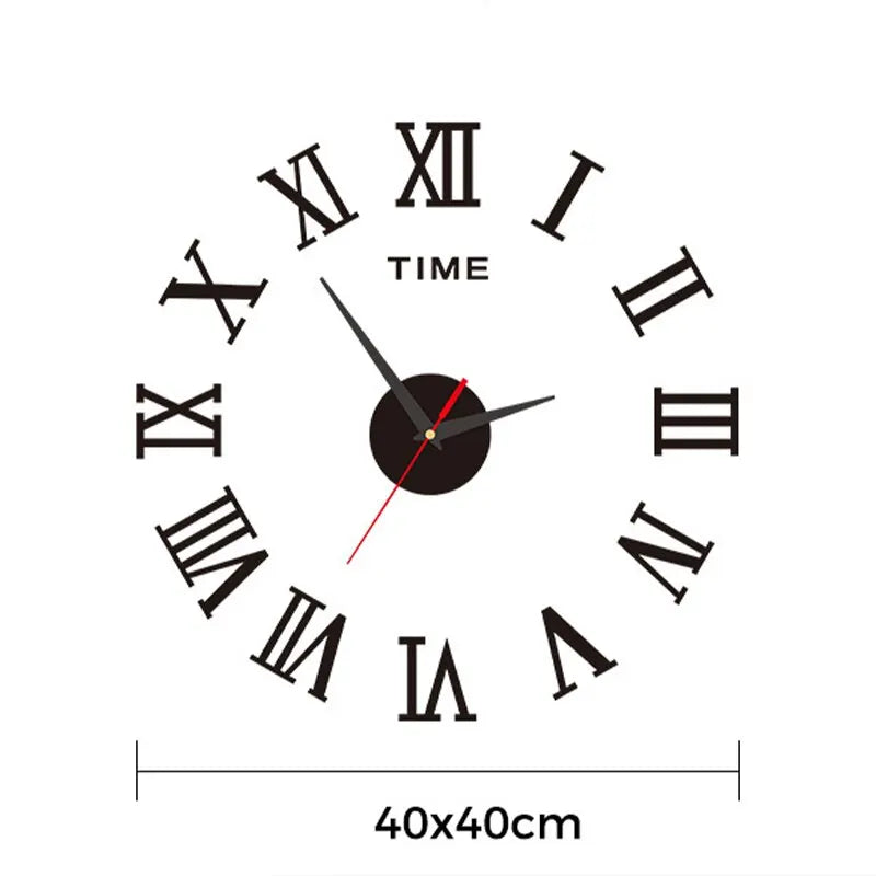 3D Roman Numerals Self-Adhesive Digital Round Wall Clock