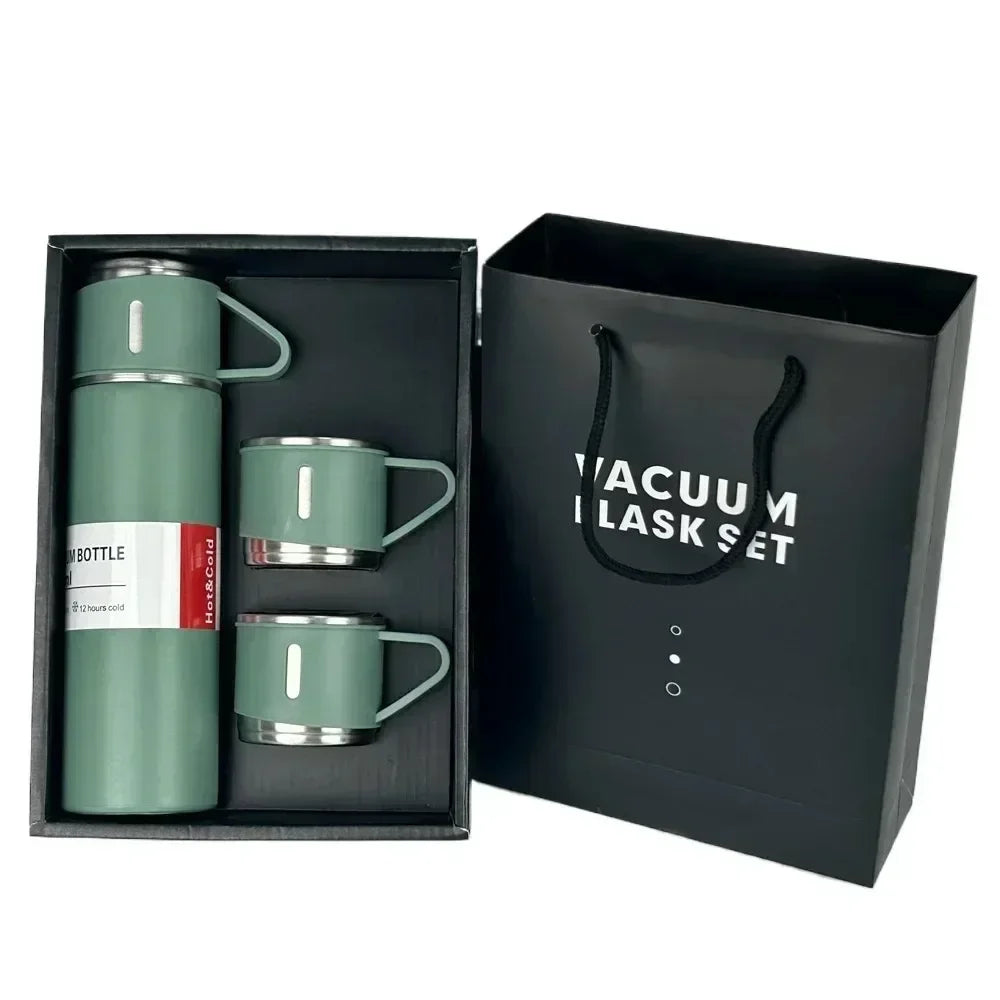 500ml Portable Insulated Thermos Flask and Cup Set 