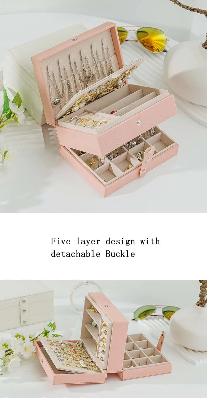 5 Layer Portable Jewelry and Valuables Storage Box Organizer 