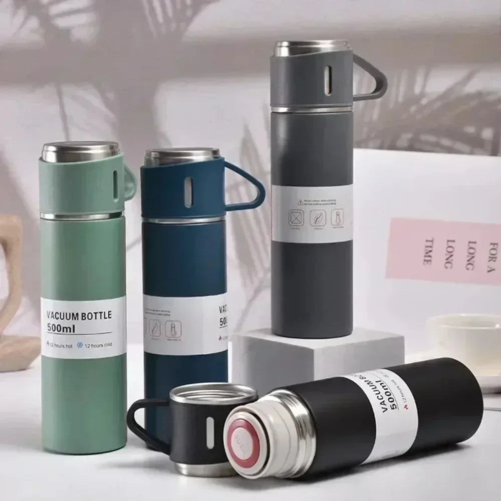 500ml Portable Insulated Thermos Flask and Cup Set 