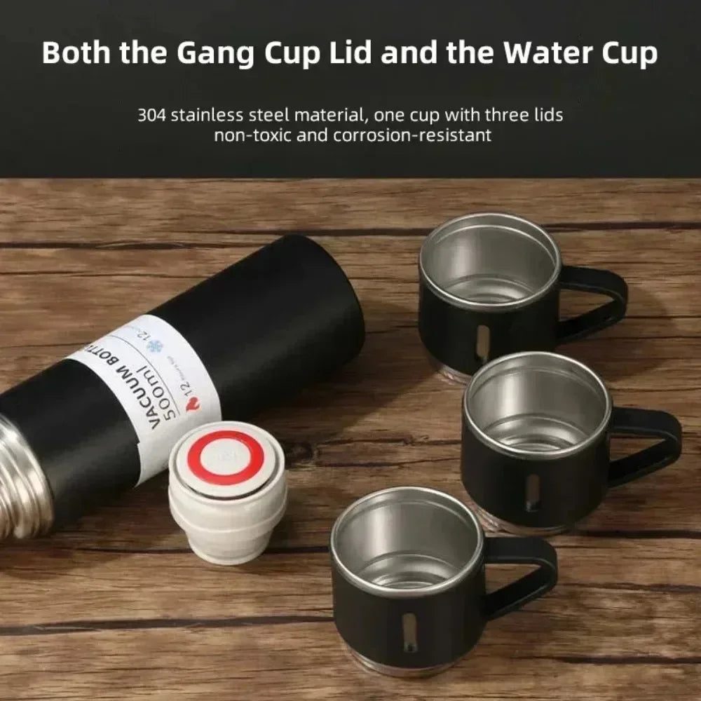 500ml Portable Insulated Thermos Flask and Cup Set 