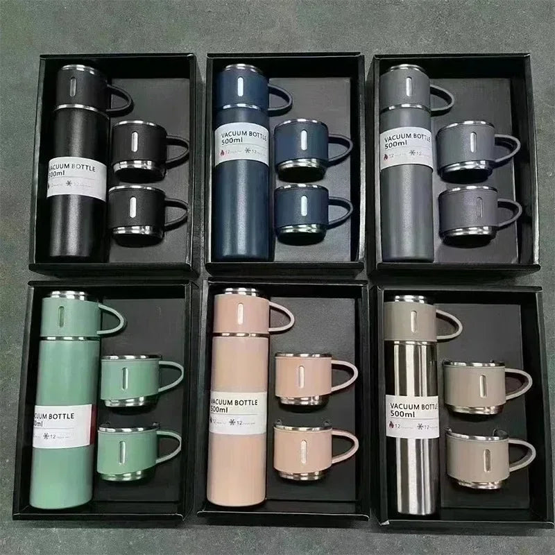 500ml Portable Insulated Thermos Flask and Cup Set 